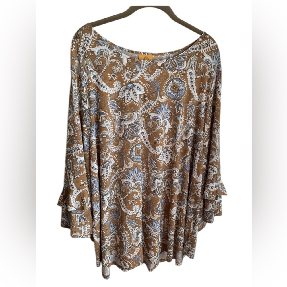 RUBY ROAD PLUS SIZE 3X Women’s Paisley Tunic With Bell Sleeves